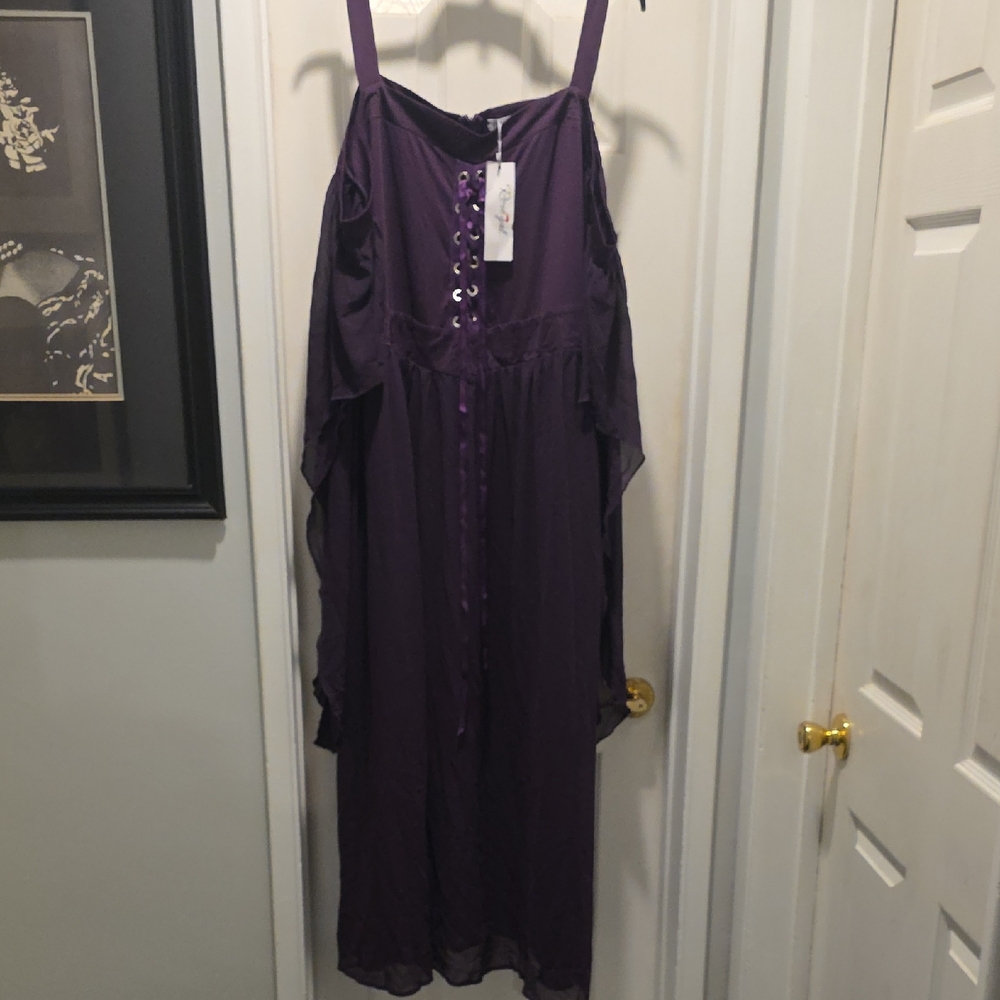 Rosegal Deep Purple Lace-Up Dress